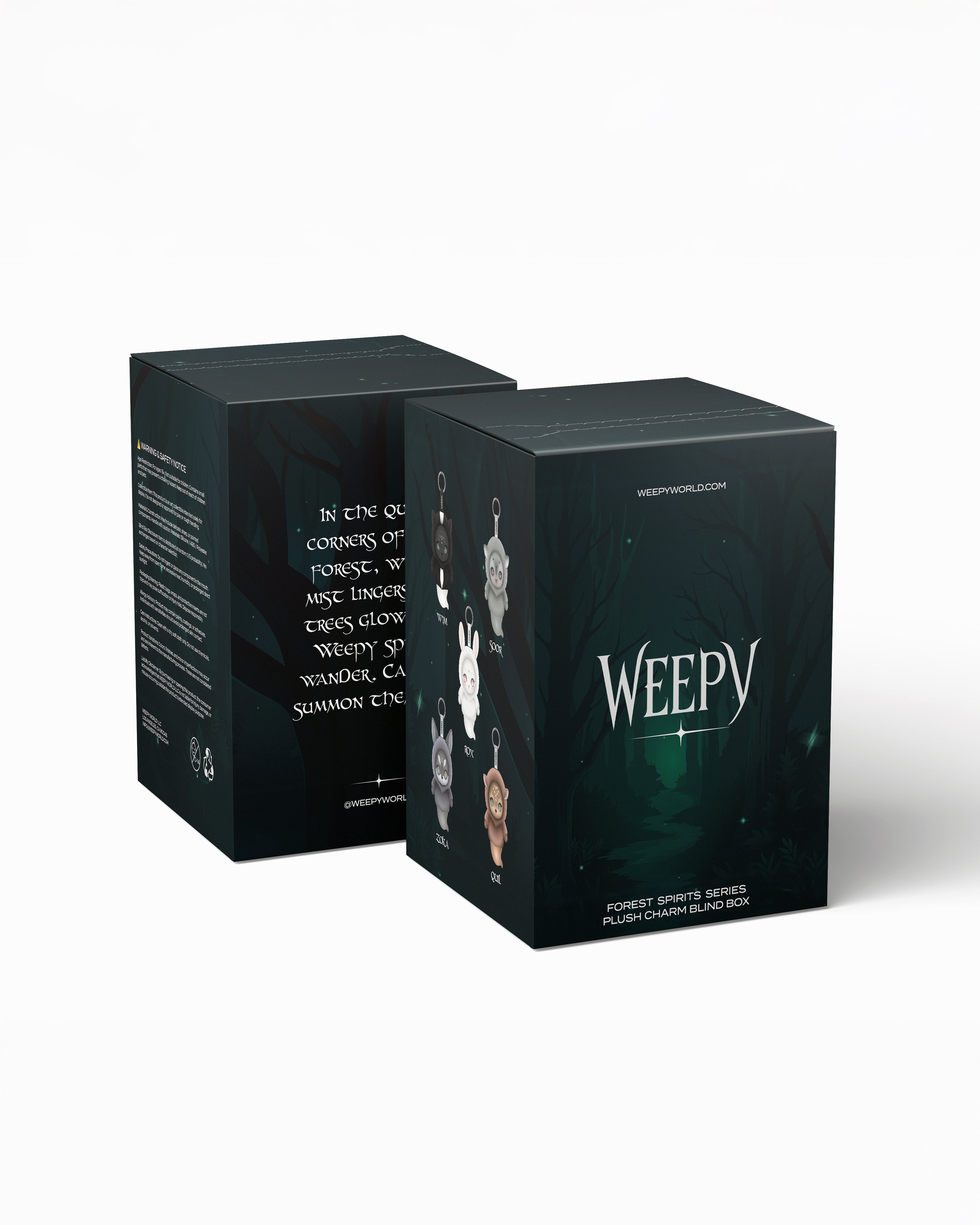 Two blind boxes side by side with 'Weepy' branding on a white background