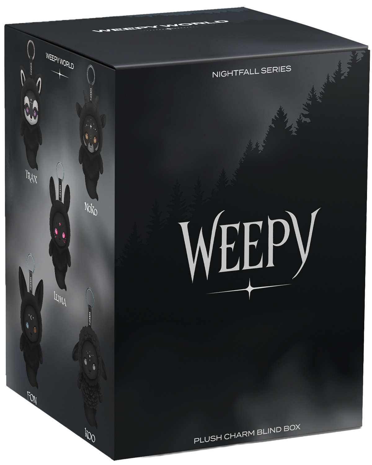 Weepy World Nightfall series WEEPY blind box product box surrounded by grey fog